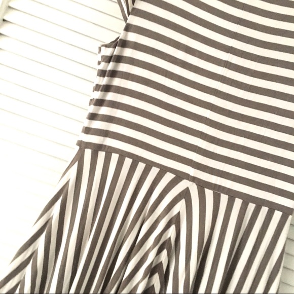 LOFT Striped Full Skirt White Brown DREES - Picture 6 of 8